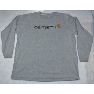 Carhartt Emea Mens T-Shirt Size 3XL Tall Original Fit Gray Core Logo Long Sleeve